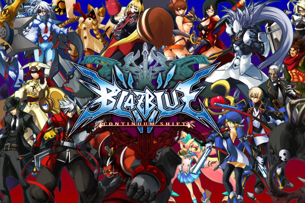 Logo and heroes of BlazBlue: Central Fiction video game