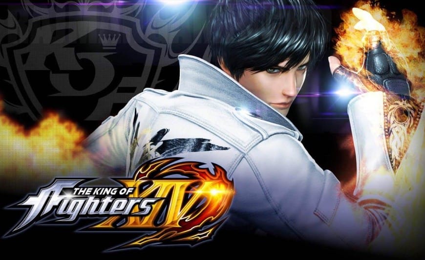 Logo and a magic hero of The King of Fighters XIV video game